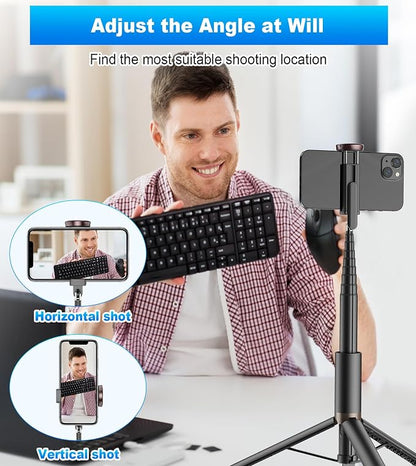 TONEOF 67" Cell Phone Selfie Stick Tripod, Smartphone Stand All-in-1