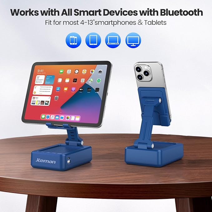 JTEMAN Cell Phone Stand with Bluetooth Speaker and Charging Function, Birthday