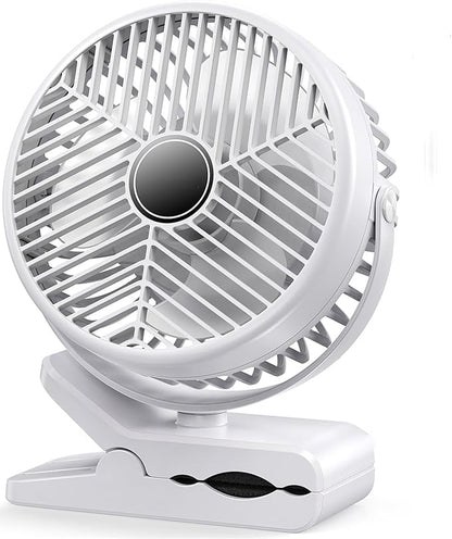 Portable Clip-on Fan 10000mAh Rechargeable Battery Powered – 3-Speed Quiet Desk