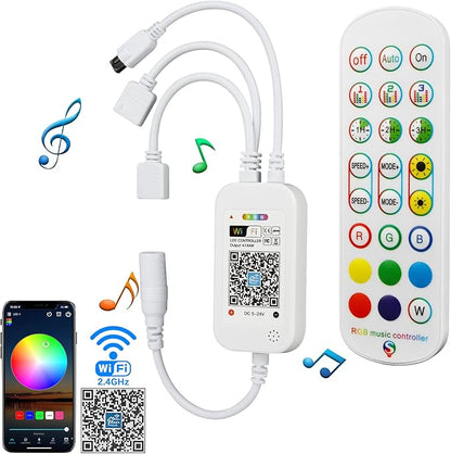 RGBZONE 2.4GHz WiFi LED Controller, IR Wireless Remote Control, 2-Ports Smart