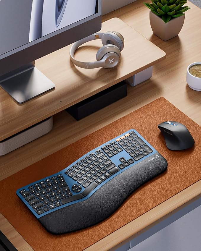 ProtoArc Ergonomic Wireless Keyboard Mouse, EKM01 Plus Full Size Ergo Bluetooth