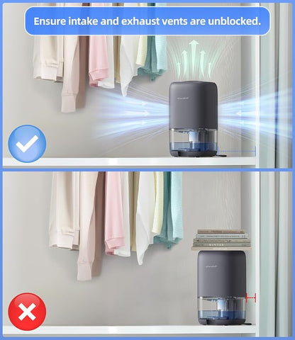 TABYIK Small Dehumidifier for Bedroom, Portable Dehumidifiers for Home