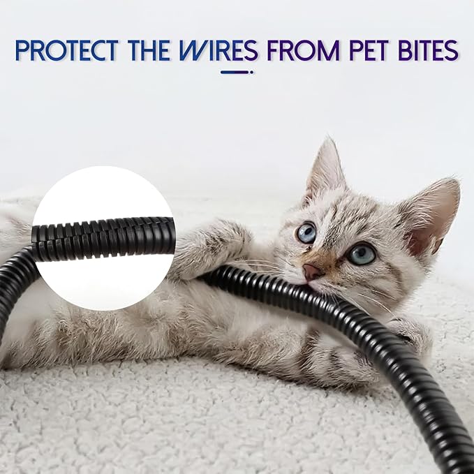 Split Wire Loom Tubing, 25ft Cord Protectors from Pets No Chew, Flexible Wire