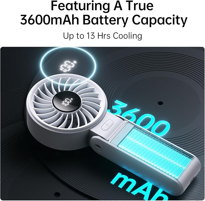 JISULIFE Handheld Fan Life7 – Ultimate Flexibility: High-Power Motor, LED