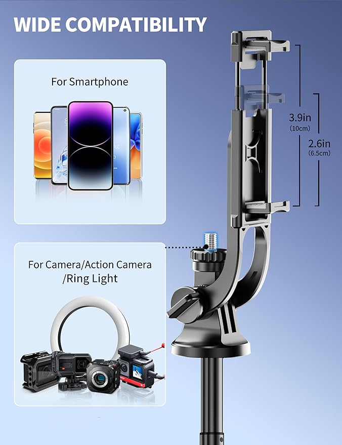 Aluminum 71" Phone Tripod with Remote, Extendable & Compatible with iPhone