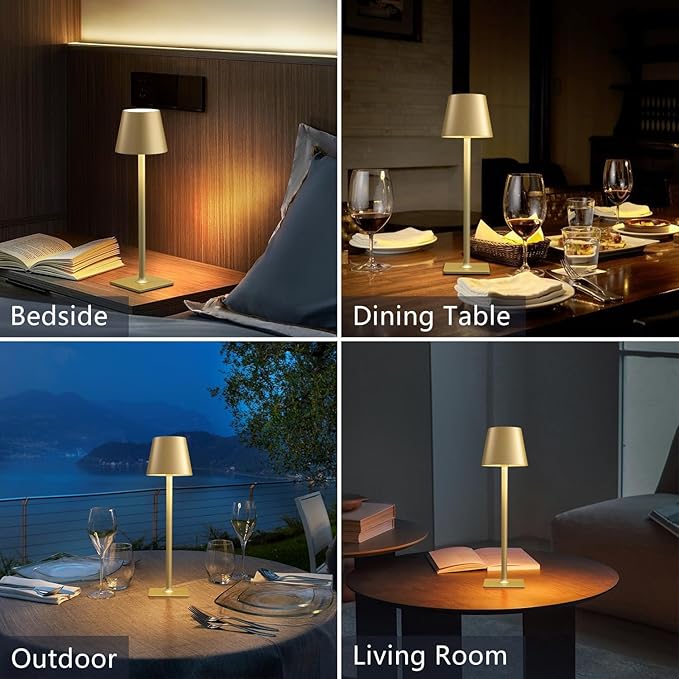2 Pack Rechargeable Table Lamps, Outdoor Table Lights, Waterproof, Portable