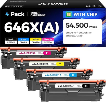 646X 646A Toner Cartridge Set 4-Pack High Yield Replacement