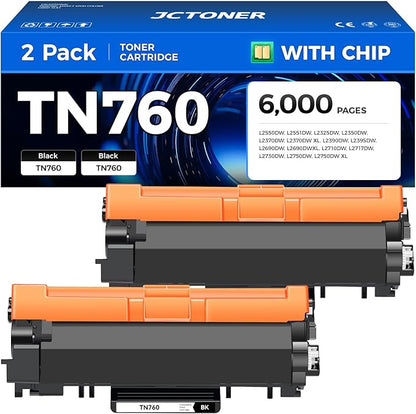 TN760 Black Toner Cartridge 2-Pack Compatible Replacement