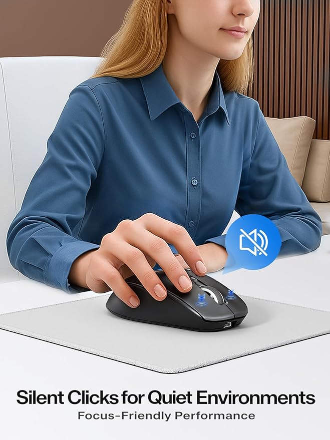 R108 Bluetooth Wireless Mouse – Dual Bluetooth ＆ 2.4GHz USB Receiver, 4 DPI