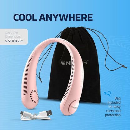 Portable Neck Fan -3 Speed Rechargeable Bladeless Neck Cooler, Personal Neck Fan