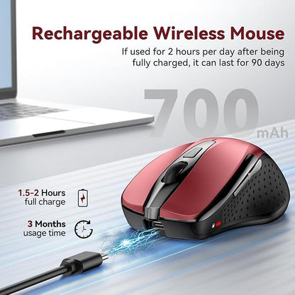 Bluetooth Mouse Rechargeable Wireless Mouse, 4800 DPI Optical Tracking