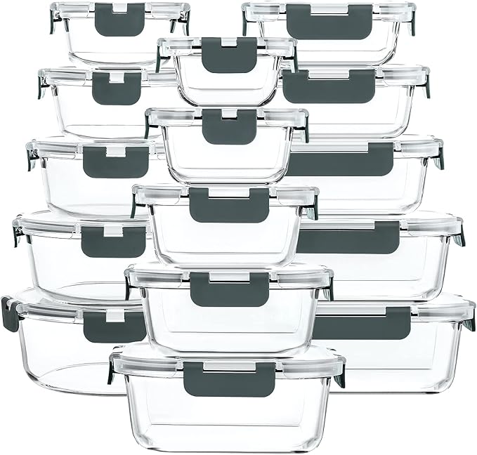M MCIRCO 30 Pieces Glass Food Storage Containers