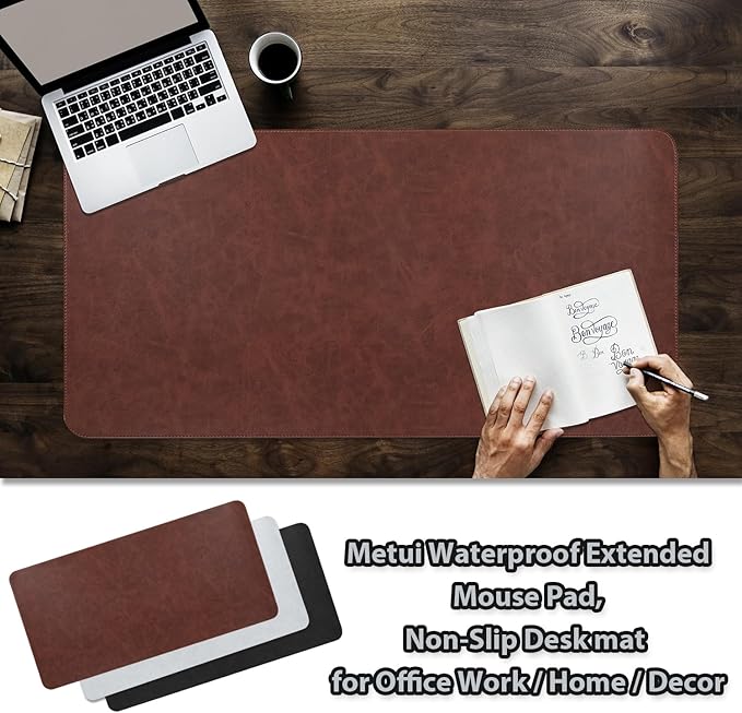 Leather Desk pad for Computer and laptops, Large Mouse pad and Keyboard mat
