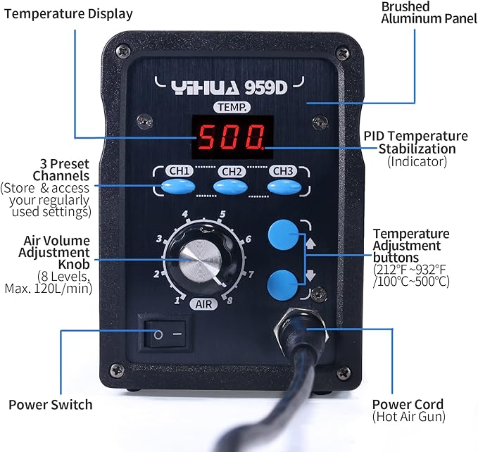 YIHUA 959D-Digital Hot Air Rework Station, High Power