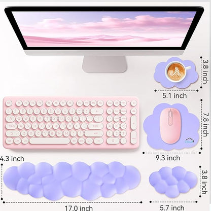 Cloud Wrist Rest for Computer Keyboard, 4-in-1 Memory Foam Leather Cloud