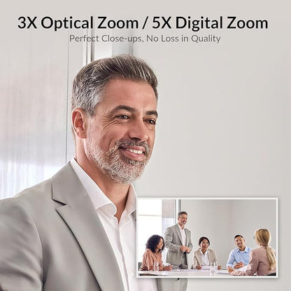 4K Conference Room Camera System, AI Auto-Tracking PTZ Camera 3x Optical/5x