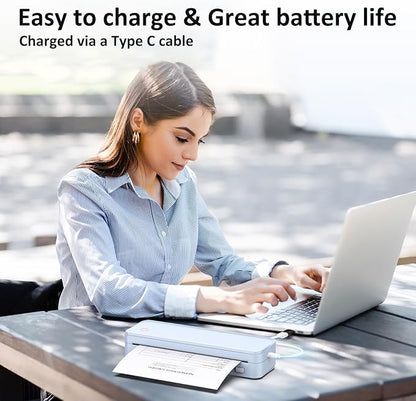 Inkless Portable Printer for Travel, Wireless Thermal Printer Supports 8.5" x