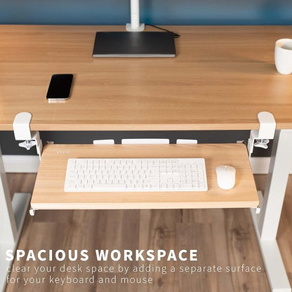 VIVO Large Height Adjustable Under Desk Keyboard Tray, C-clamp Mount System