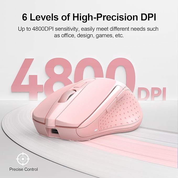 TECKNET Wireless Mouse Rechargeable 4800 DPI Silent USB A & Bluetooth Mouse 6