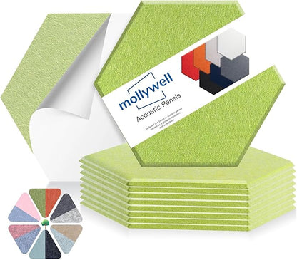 Mollywell Hexagon Acoustic Panels, High Density, Soundproofing, Decorative
