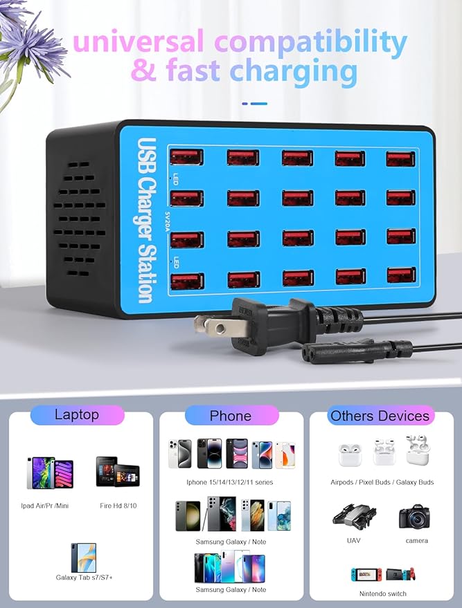 Charging Station, 100W20Port USB Charging Station, Charging Station