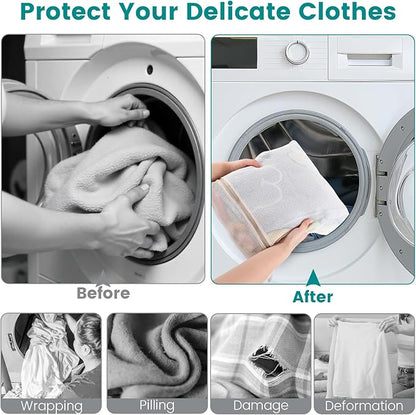 6Pcs Durable Cotton Mesh Laundry Bags