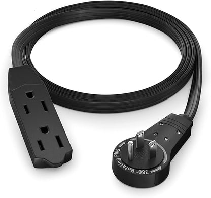 Maximm Cable 3 Ft 360° Rotating Flat Plug Extension Cord/Wire, 16 AWG Multi 3