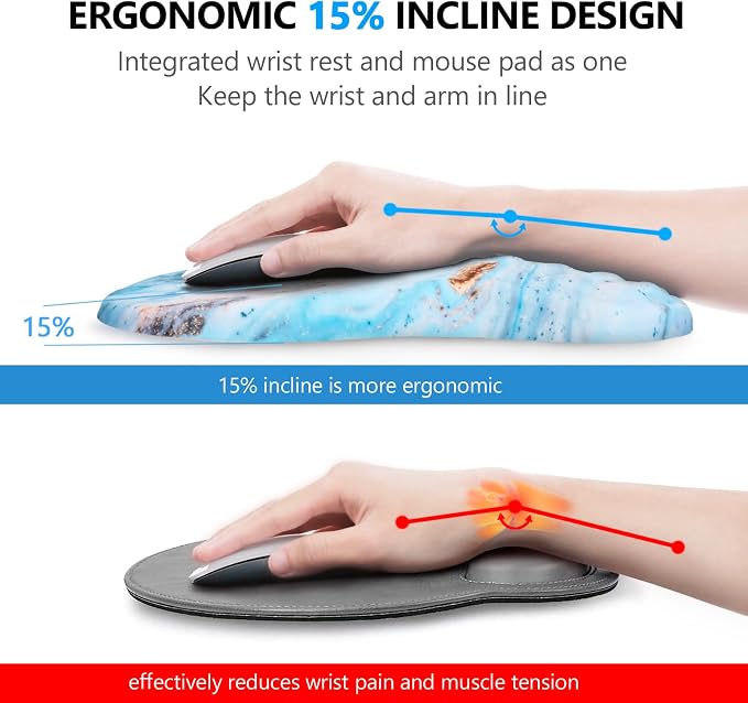 Mouse Pad Wrist Support, Laokiiy 2 in 1 Keyboard Wrist Rest+ Ergonomic Mouse Pad