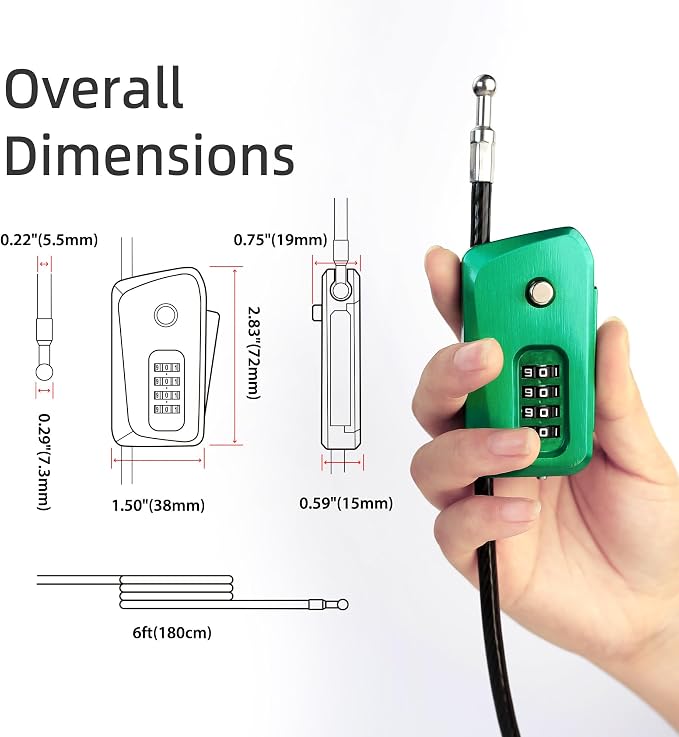 6ft Python Cable Lock for Bike, Trail Camera, 4 Digit Combination Lock
