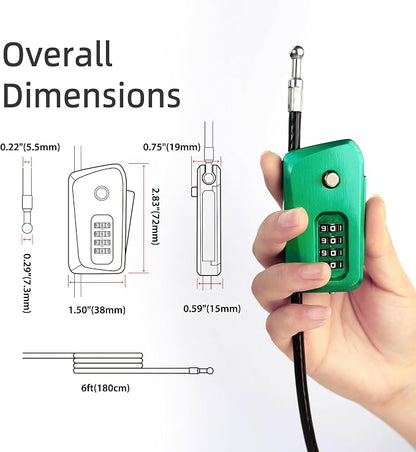 6ft Python Cable Lock for Bike, Trail Camera, 4 Digit Combination Lock