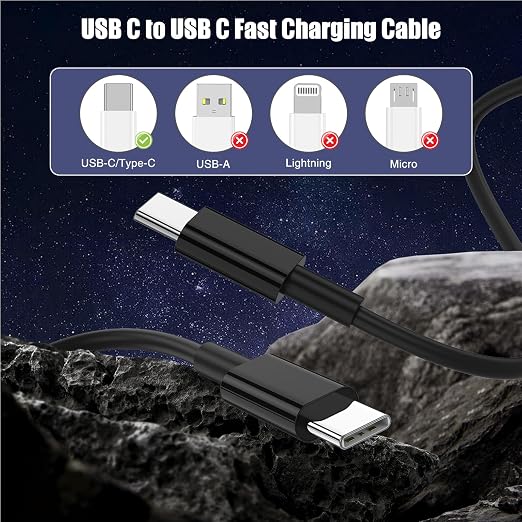 3-Pack Black 10FT 60W USB C to USB C Cable, Type C to Type C Cable, Fast