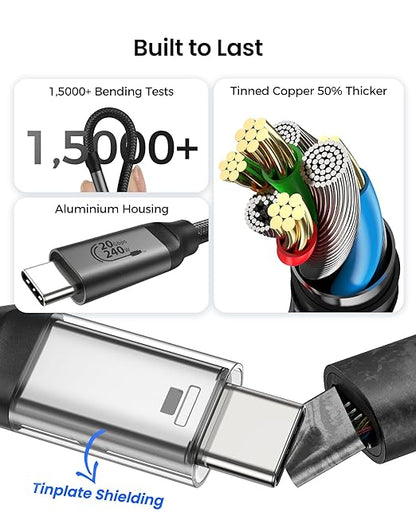 Silkland 20Gbps USB C Data Cable Right Angle, Short 1.6FT 90 Degree USB C 3.2