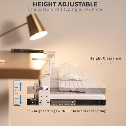 VIVO Large Height Adjustable Under Desk Keyboard Tray, C-clamp Mount System