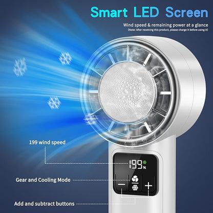 Handheld Turbo Fan with Ice Cooler, Rechargeable Personal Fans, 1-199