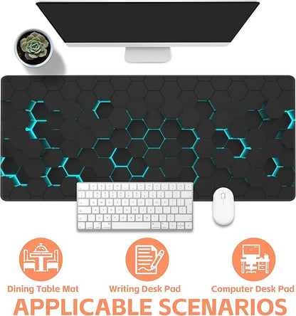 Mouse Pad Large Abstract Hexagonal Neon Non-Slip Game Desk Mat