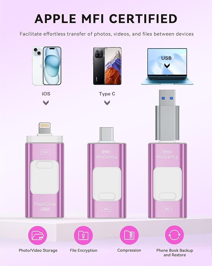 Apple MFi Certified 256GB Flash Drive