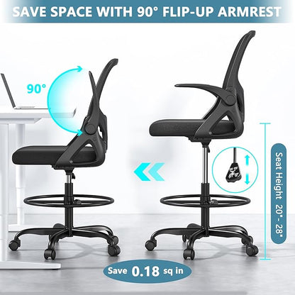 Tall Drafting Chair with Footrest Ring