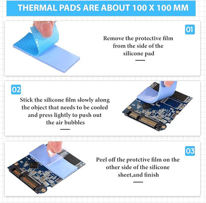 Frienda 6 Pcs Thermal Pad 100 x 100 mm, 0.5 mm, 1 mm, 1.5 mm, 2 mm, 2.5 mm