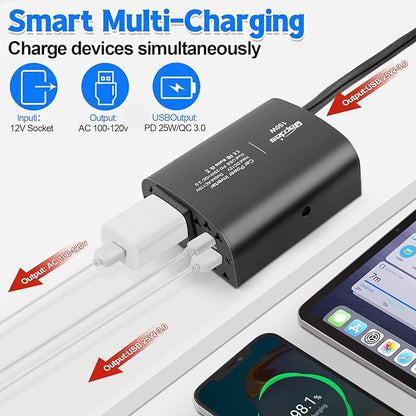 150W Car Power Inverter DC 12V to 110V AC Car Outlet Adapter