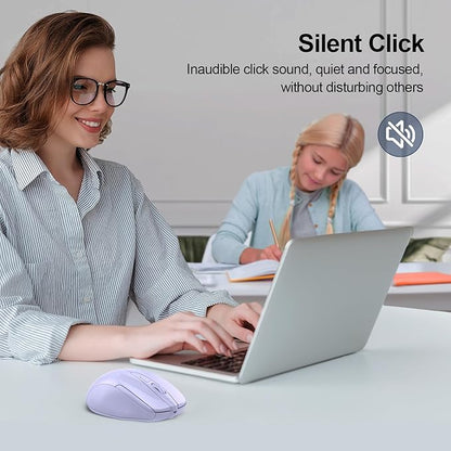 TECKNET Wireless Mouse Silent 4800 DPI Computer USB A & Bluetooth Mouse 6