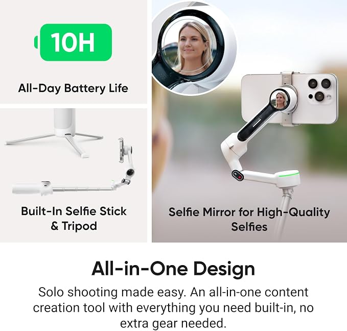 Insta360 Flow 2 Pro Ultimate AI Bundle – Foldable AI Phone Gimbal Stabilizer