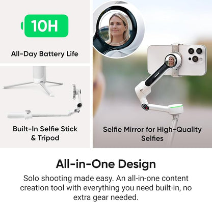 Insta360 Flow 2 Pro Ultimate AI Bundle – Foldable AI Phone Gimbal Stabilizer