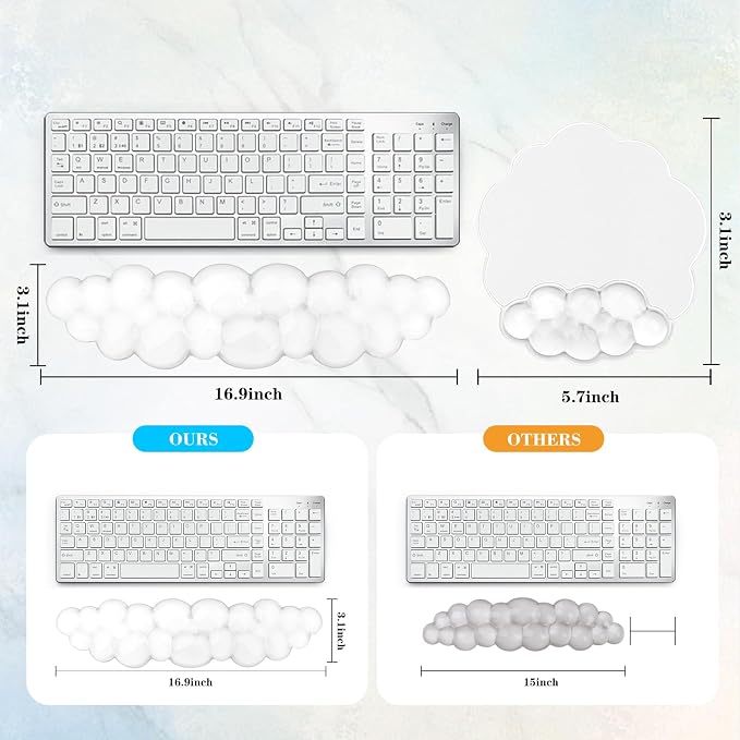 Gel Cloud Keyboard and Mouse Wrist Rest, Cute Wrist Support and Arm Support Rest