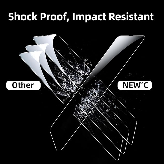 NEW'C 3 Pack Designed for iPhone 13 Mini Screen Protector, Enhanced Tempered
