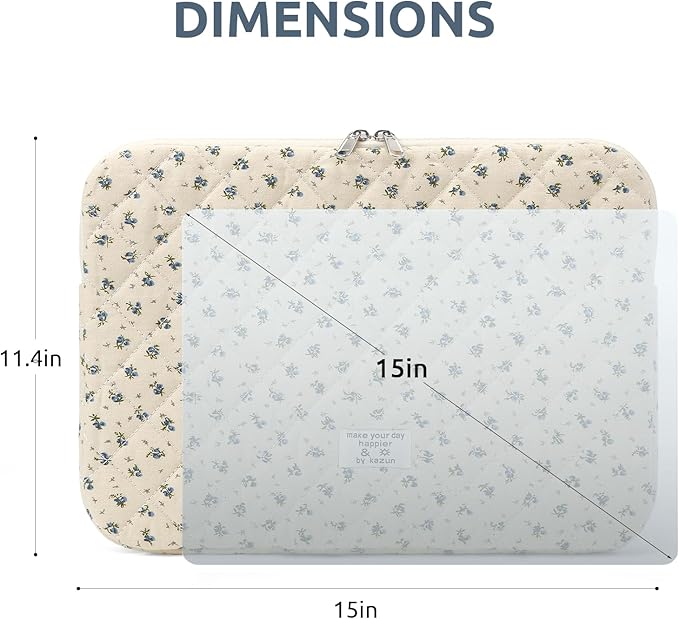 Puffy Laptop Sleeve 13-15.6 Inch Cute Quilted Laptop Protective Case Padded