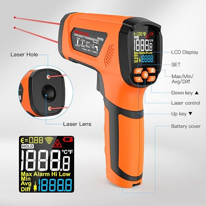 -40℉~3632℉, MESTEK Infrared Thermometer Temperature Gun, High Temp Thermometer