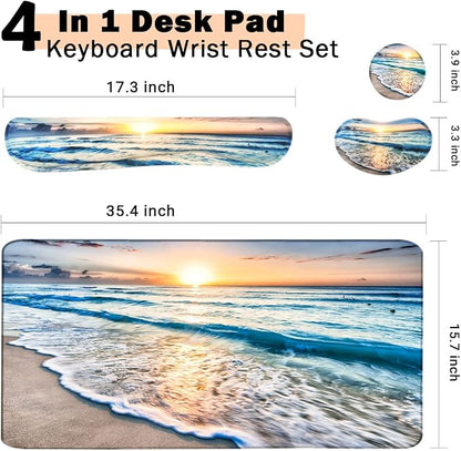 4-in-1 Large Gaming Mouse Pad, Keyboard Wrist Rest Pad & Wrist Support Mousepad