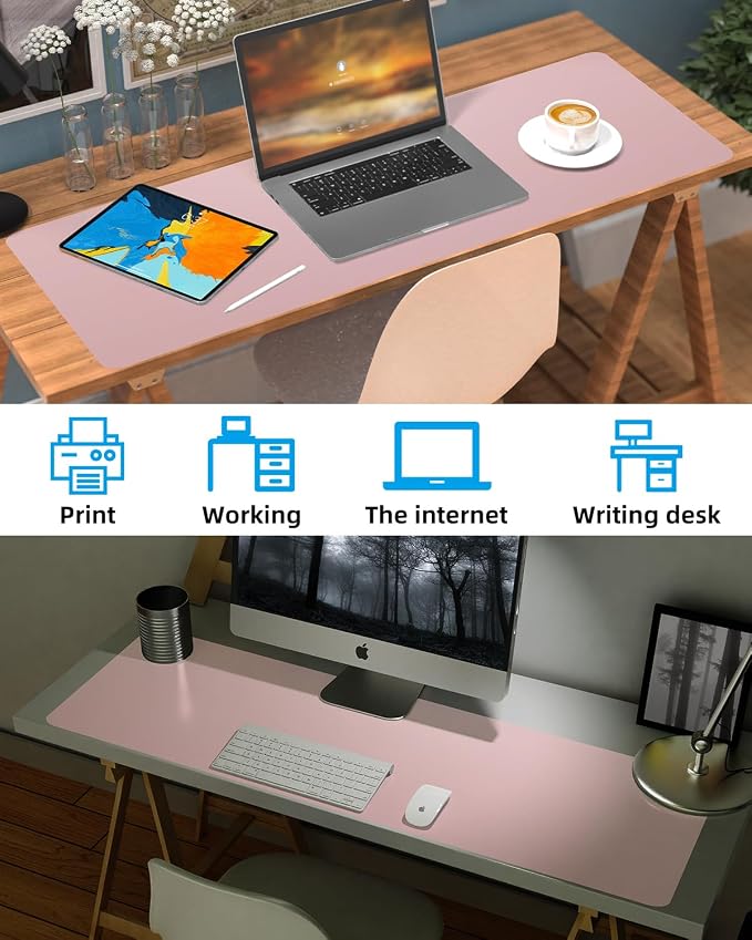 Extra Large Leather Desk Protector, Office Mat, Mouse & Laptop Pad, Non-Slip