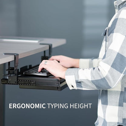 VIVO Large Height Adjustable Clamp-on Keyboard Tray, Extra Sturdy Pull Out