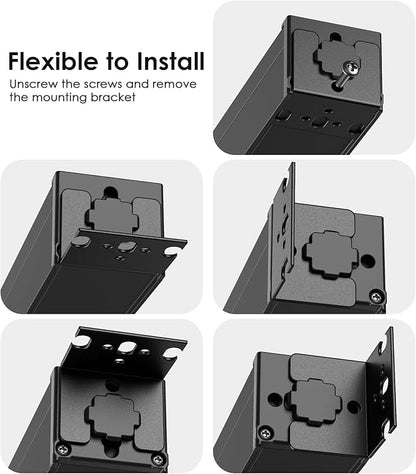 JUNNUJ Heavy Duty Power Strip Wall Mount, 20 Amp Surge Protector 1200J Metal 8
